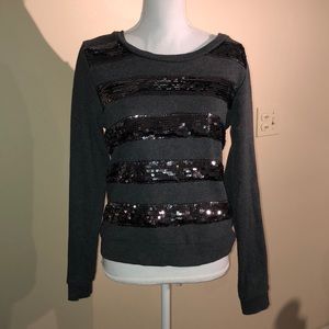 Gunmetal Sequin Striped Sweater